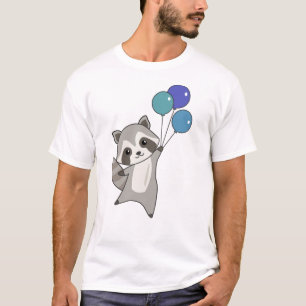 Camiseta Raccoon Voa Balões Acima De Animais Cachorros Para