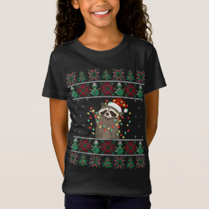Camiseta Raccoon Xmas Lights Raccoon Ugly Christmas Sweater