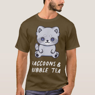 Camiseta Raccoons & Bubble Tea Cute Kawaii Lover Aesthetic