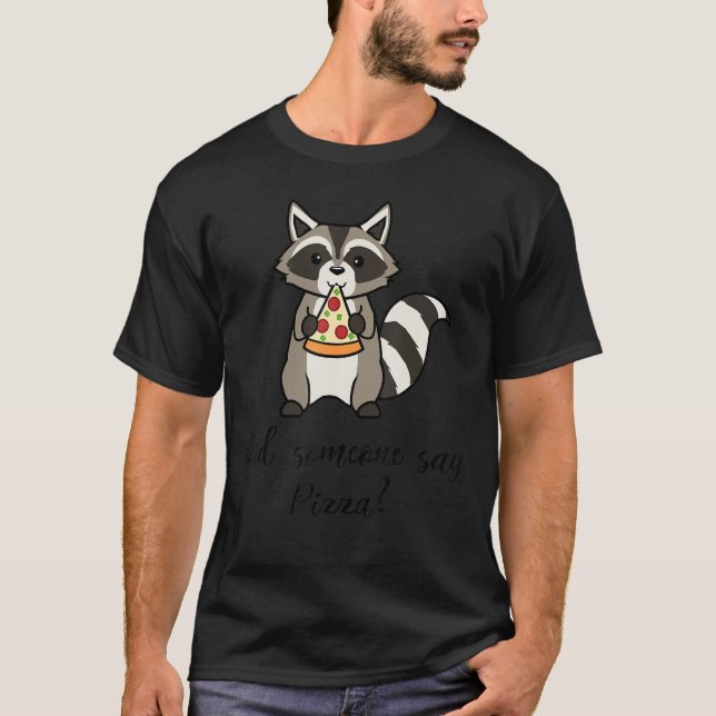 Camiseta Raccoons Comendo Pizza Cuta Rodríon Irônico (Frente)
