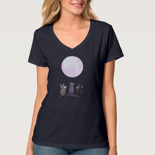 Camiseta Raccoons Howl Na Lua Três Lobos Parody - Cu (Frente)