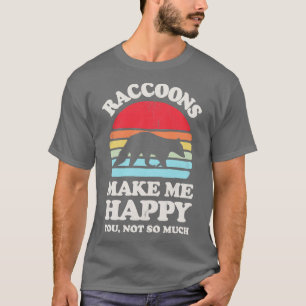 Camiseta Raccoons me fazem feliz retrato sunset para homens