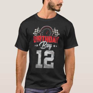 Camiseta Race Car 12 Birthday Boy Racing 12 anos