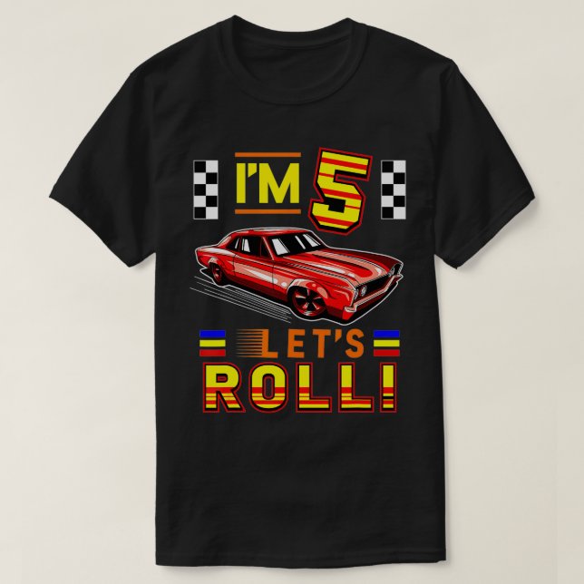 Camiseta Race Car 5th Birthday Toddler Boy Racing 5 Years O (Frente do Design)