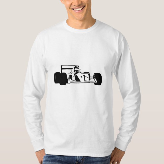 Camiseta Race Car Silhouette preto e branco (Frente)