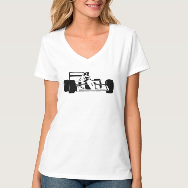 Camiseta Race Car Silhouette preto e branco (Frente)