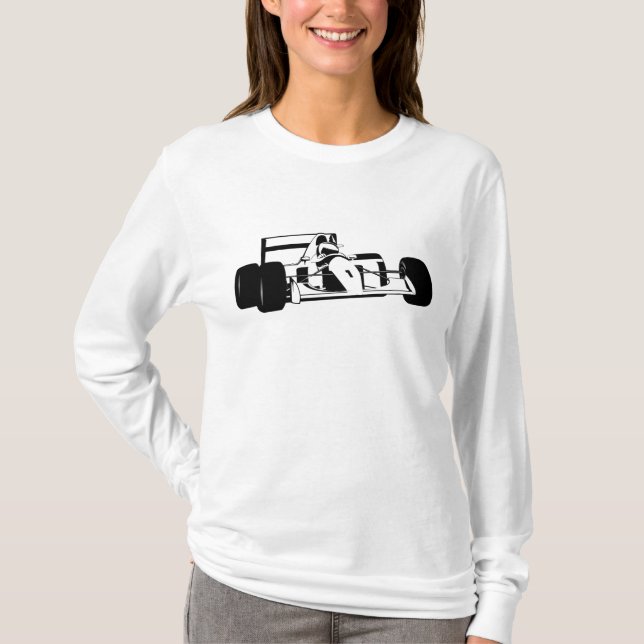 Camiseta Race Car Silhouette preto e branco (Frente)