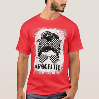 Camiseta Race Life Messy Bun Mãe Racer Moth