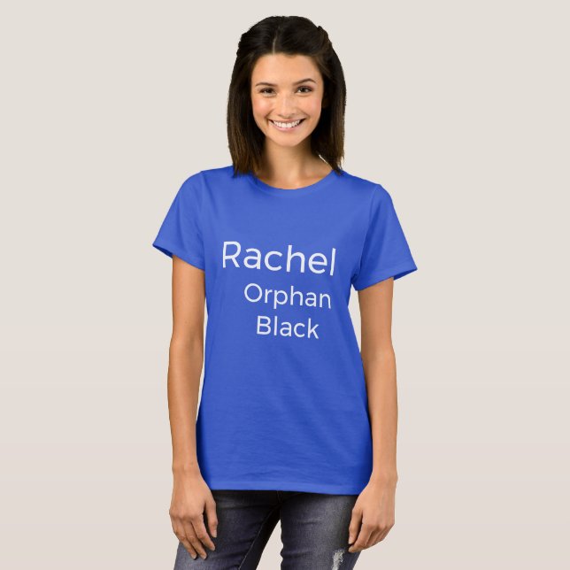 Camiseta Rachel do orfão Black, tipo simples de leitura (Frente Completa)