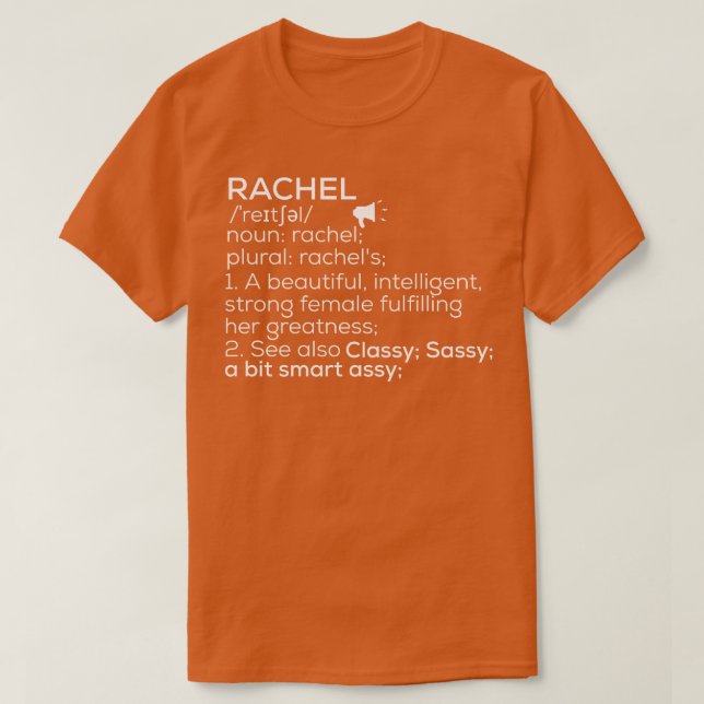 Camiseta Rachel Name Definition Rachel Nome 1 (Frente do Design)