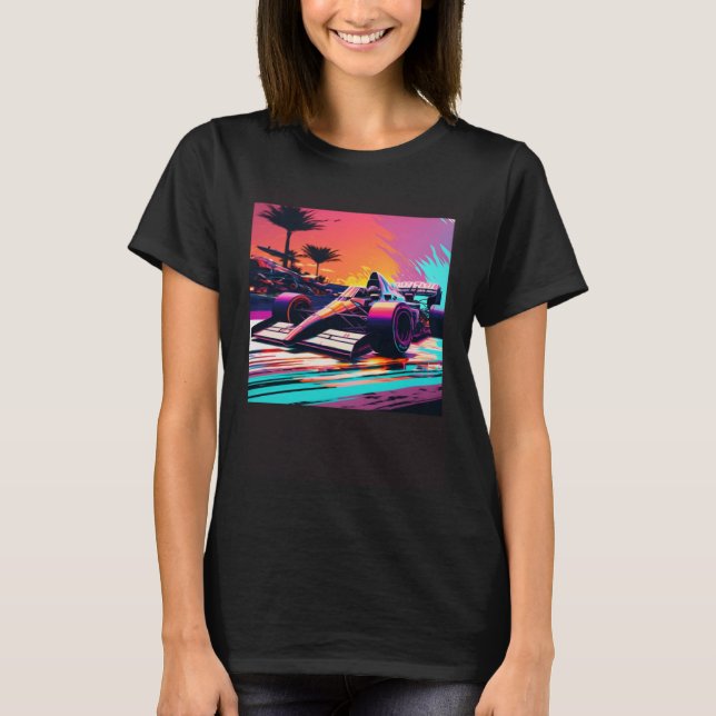 Camiseta Racing Car for Mechanic Sports fan Retro Sunset (Frente)