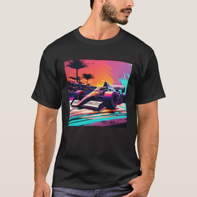 Camiseta Racing Car for Mechanic Sports fan Retro Sunset (Frente)