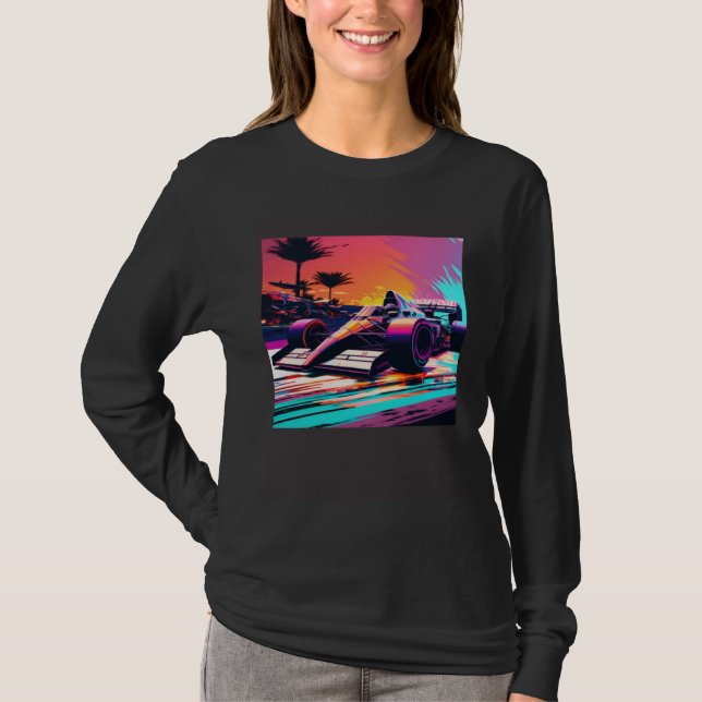 Camiseta Racing Car for Mechanic Sports fan Retro Sunset (Frente)