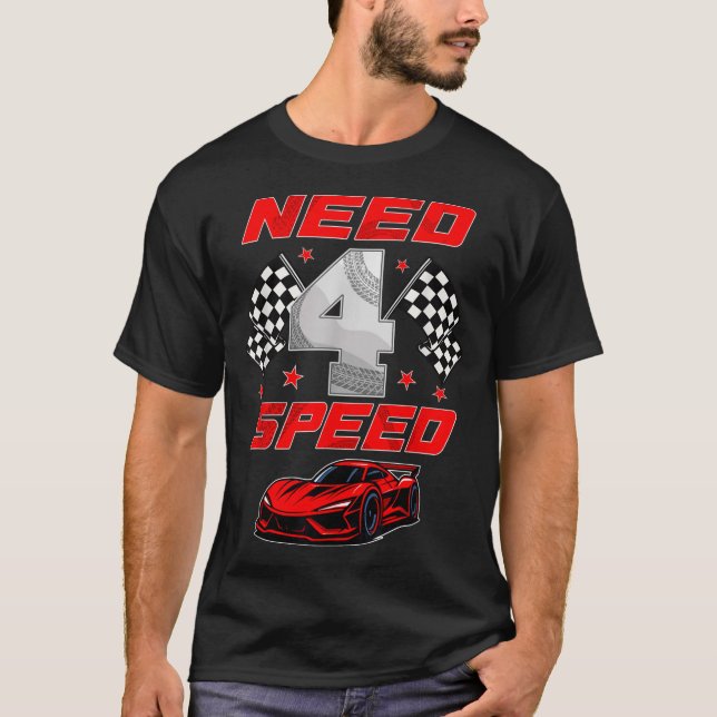 Camiseta Racing Racecar 4 Year Old 4th Birthday Boy Girl Ne (Frente)