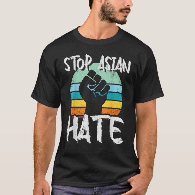 Camiseta Racismo Anti-Asiático Apoio a Aapi para deter ódio (Frente)