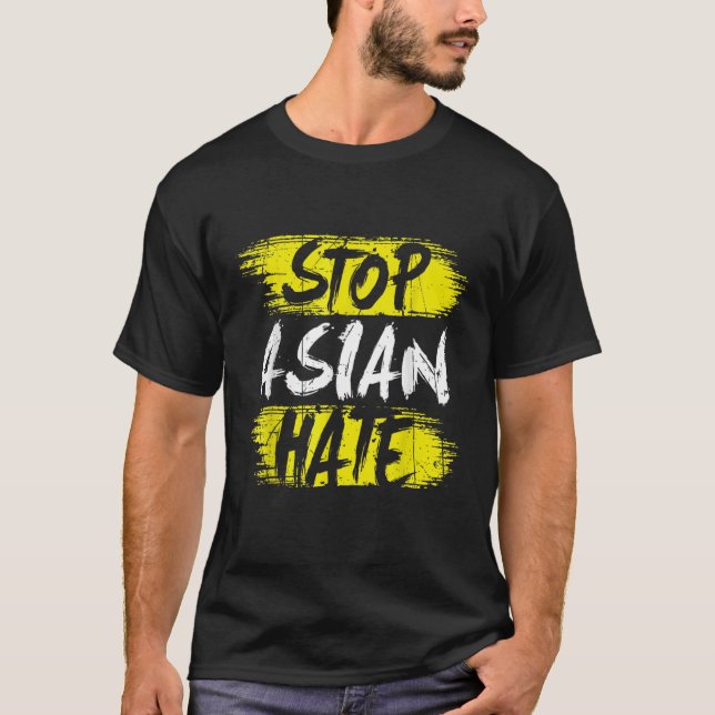 Camiseta Racismo Anti-Asiático Sensibilização para Impedir  (Frente)