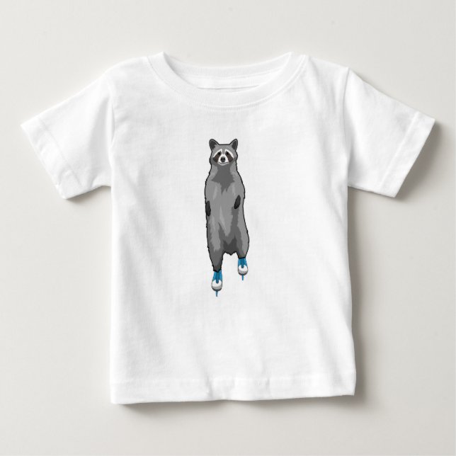 Camiseta Racoon com gelo patinando com skates de gelo (Frente)