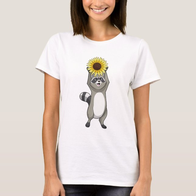 Camiseta Racoon com girassol (Frente)