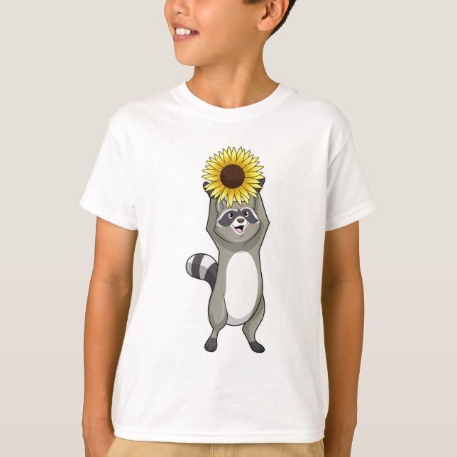 Camiseta Racoon com girassol (Frente)