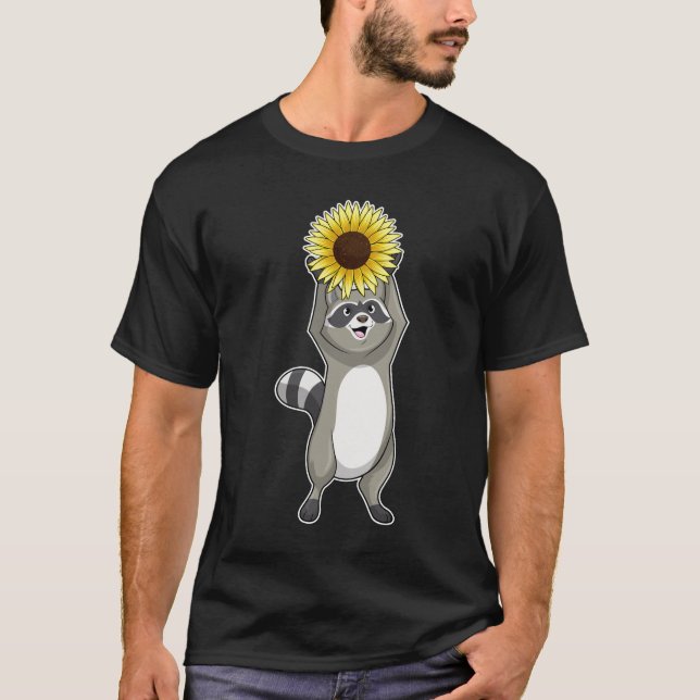Camiseta Racoon com girassol (Frente)
