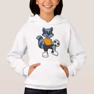 Camiseta Racoon como jogador de futebol com bola de futebol