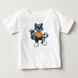 Camiseta Racoon como jogador de futebol com bola de futebol