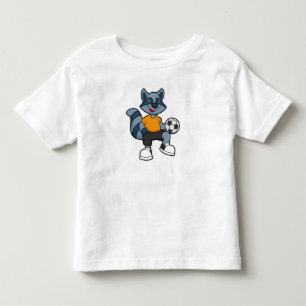 Camiseta Racoon como jogador de futebol com bola de futebol