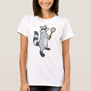 Camiseta Racoon como jogador de Tênis com raquete Tênis