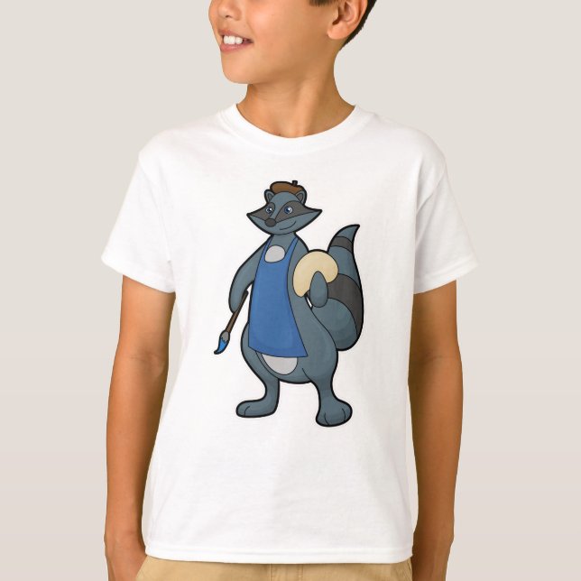 Camiseta Racoon como Pincel com Pincel (Frente)