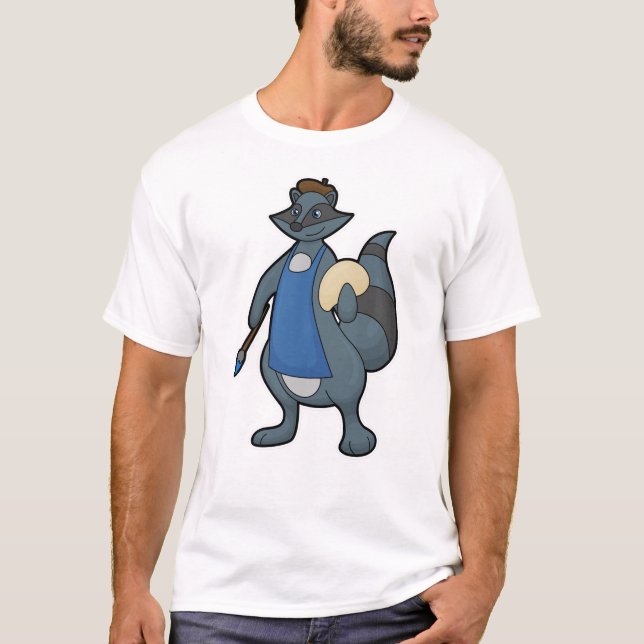 Camiseta Racoon como Pincel com Pincel (Frente)