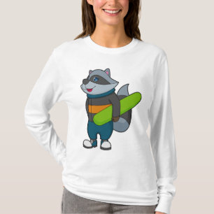 Camiseta Racoon como Snowboarder com Snowboard