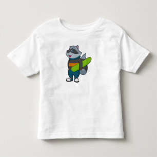 Camiseta Racoon como Snowboarder com Snowboard