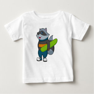 Camiseta Racoon como Snowboarder com Snowboard