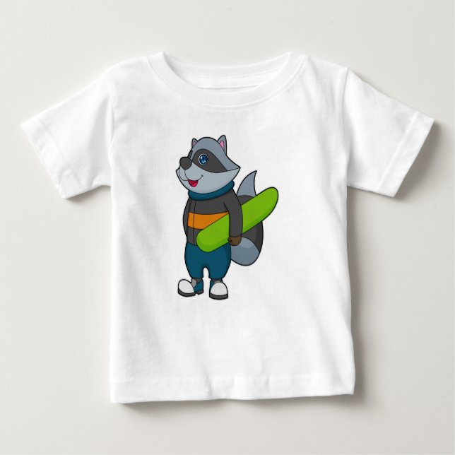 Camiseta Racoon como Snowboarder com Snowboard (Frente)