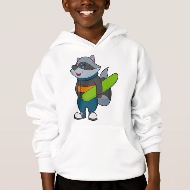 Camiseta Racoon como Snowboarder com Snowboard (Frente)