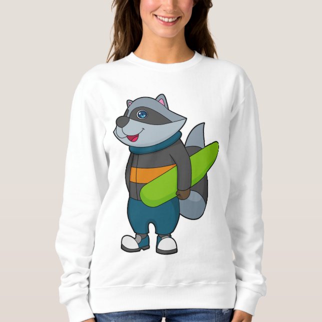 Camiseta Racoon como Snowboarder com Snowboard (Frente)