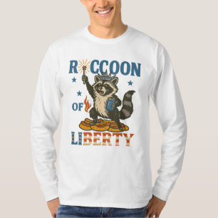 Camiseta Racoon da Liberdade   Fogo Patriótico Engraçado