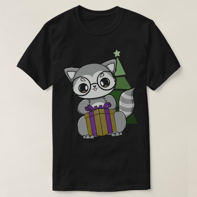 Camiseta Racoon E Panda De Lixo Para O Natal (Frente do Design)