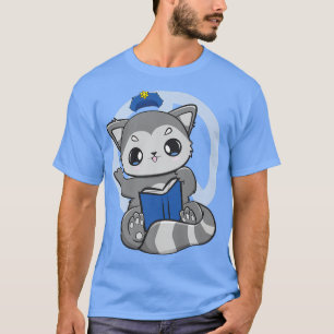 Camiseta Racoon Lê Um Livro Para O Lover Do Livro E A Dete