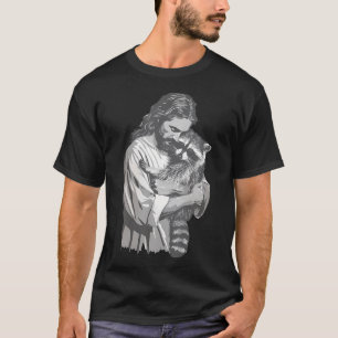 Camiseta Racoon Lover Trash Panda Christian Jesus Segurando