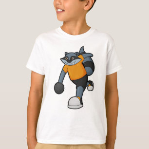 Camiseta Racoon na Boliche com Bola de boliche
