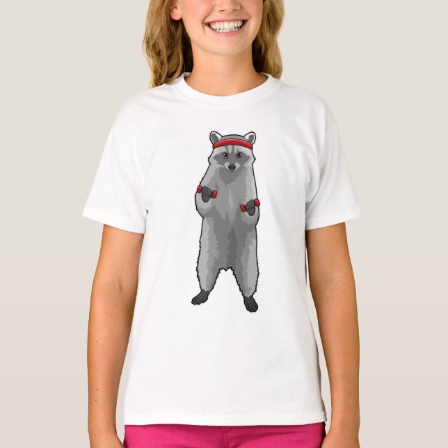 Camiseta Racoon na Malhação com Dumbbells (Frente)
