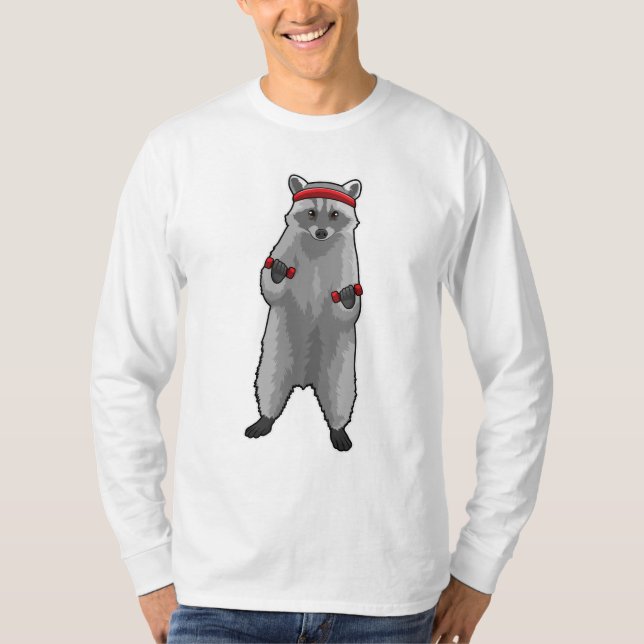 Camiseta Racoon na Malhação com Dumbbells (Frente)
