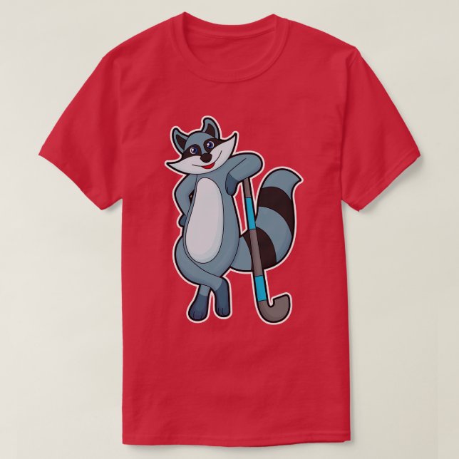 Camiseta Racoon no Hockey com Taco de Hóquei (Frente do Design)