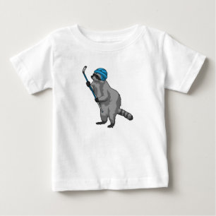 Camiseta Racoon no hóquei no gelo com bastão de hóquei no g