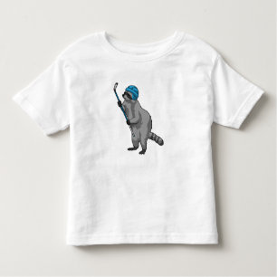 Camiseta Racoon no hóquei no gelo com bastão de hóquei no g