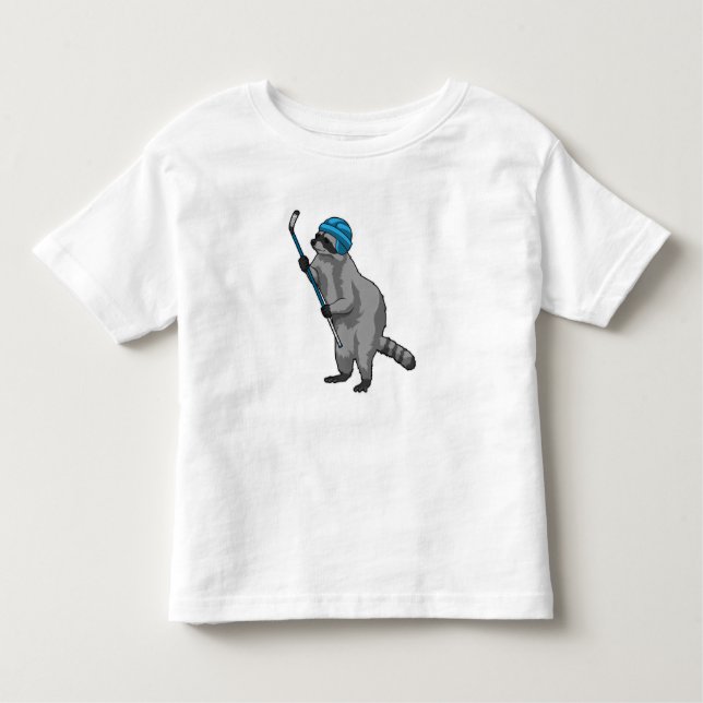 Camiseta Racoon no hóquei no gelo com bastão de hóquei no g (Frente)