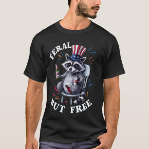 Camiseta Racoon Patriótico Feral Mas Livre E Funesto 4 De J