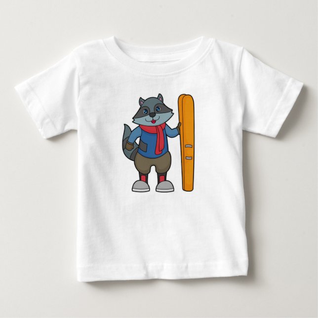 Camiseta Racoon Skier Ski (Frente)
