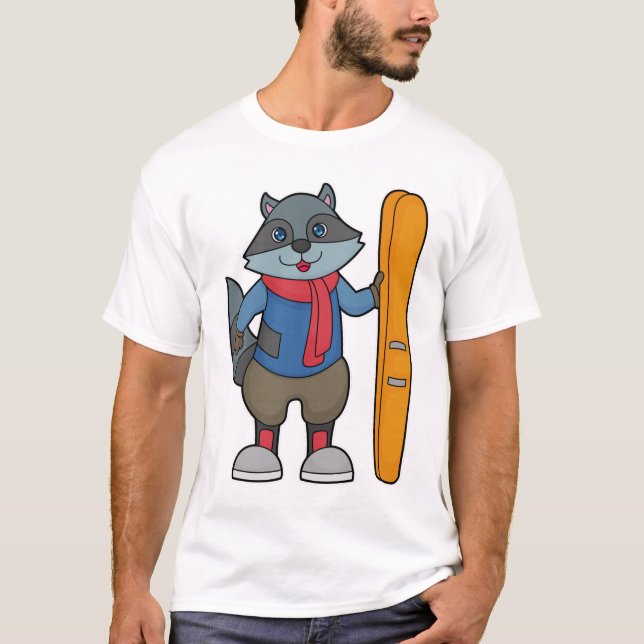Camiseta Racoon Skier Ski (Frente)